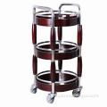 Round Wine and Liquor Trolley, 3-inch Brake Wheels, 3 Shelves Round Tray, More Stable and Natural